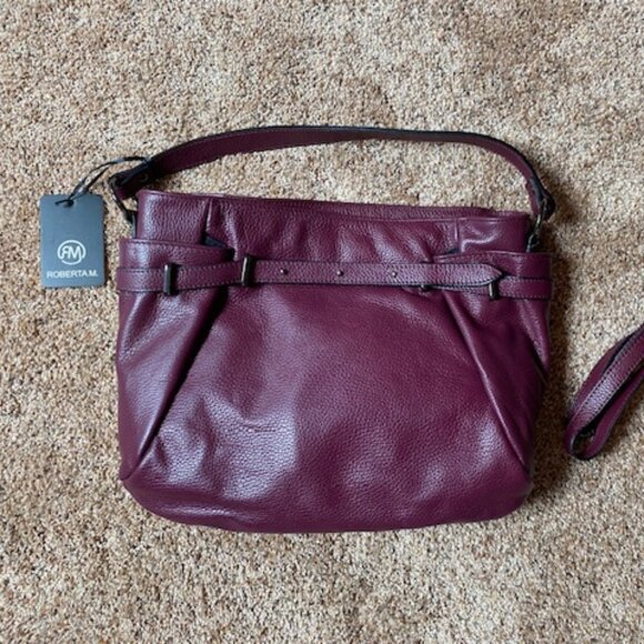 New w/Tags - Roberta M Shoulder Bag - Wine Leather - Picture 1 of 7